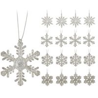 16x Zilveren sneeuwvlok/ijsster kerstornamenten kerst hangers 10 cm met glitters   - - thumbnail