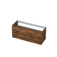INK - Onderkast 2 Laden Greeploos met Houten Keerlijst - 1200x450x520 Mm - Noten