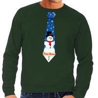 Foute kersttrui stropdas met sneeuwpop print groen voor heren Foute kersttrui stropdas met sneeuwpop print groen voor heren