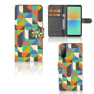 Sony Xperia 10 IV | Telefoon Hoesje | Funky Retro | Portemonnee hoesje