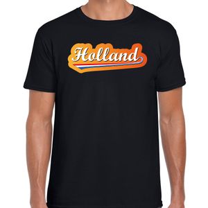 Zwart t-shirt Holland met Nederlandse wimpel Nederland supporter voor heren tijdens EK/ WK