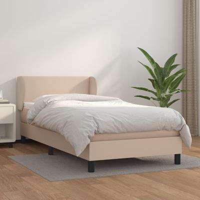 Boxspring met matras kunstleer cappuccinokleurig 100x200 cm