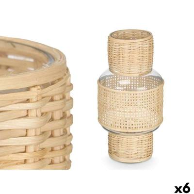 Kaarshouder Gift Decor SG-29653 SG-29653 Transparant Natuurlijk Glas Rotan 15,5 x 31 x 15,5 cm (6 Stuks)