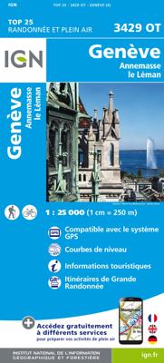 Wandelkaart - Topografische kaart 3429OT Geneve | IGN - Institut Géographique National