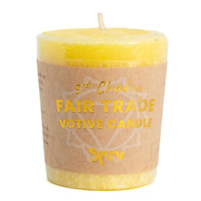 Fair Trade Votief Wens Kaars Zonnevlecht Chakra (3e) - Geel (10
