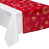 Tafelloper kerst thema - rood/goud - polyester - 200 x 45 cm