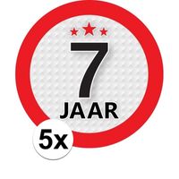 5x 7 Jaar leeftijd stickers rond 9 cm verjaardag versiering   - - thumbnail