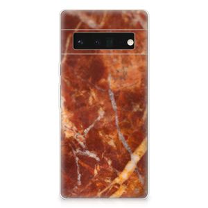 Google Pixel 6 Pro TPU Siliconen Hoesje Marmer Bruin