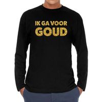 Ik ga voor goud glitter long sleeve t-shirt zwart voor heren