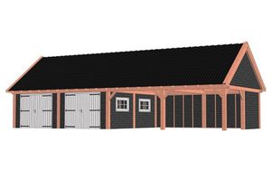 Tijdelijk 15% korting | Trendhout Buitenverblijf Zadeldak XXL 1505x700 cm - Combinatie 1- Zadeldak- Onbehandeld lariks Douglas hout- Trendhout