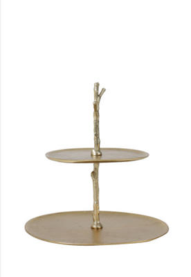 Etagere 2 laags Tresa goud