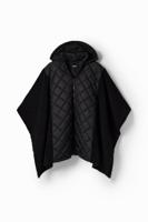Gewatteerde poncho met schapenvacht - BLACK - U