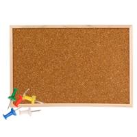 Prikbord van kurk - 60 x 45 cm - inclusief 35x gekleurde punt punaises - memobord - thuis - kantoor Prikbord van kurk - 60 x 45 cm - inclusief 35x gekleurde punt punaises - memobord - thuis - kantoor