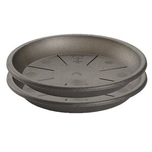 Set van 4x stuks water opvangschaal bakje Planten/bloempot antraciet grijs rond 16 cm