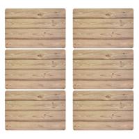 Bellatio Design Tafel Placemats - 6x - houten planken print - bruin - 43 x 28 cm