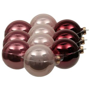 12x stuks glazen kerstballen roze tinten 10 cm mat/glans