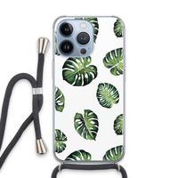Tropische bladeren: iPhone 13 Pro Transparant Hoesje met koord