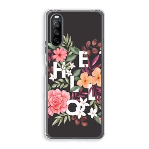 Hello in flowers: Sony Xperia 10 III Transparant Hoesje