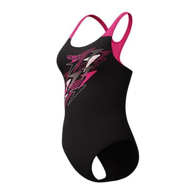 Speedo Medley Logo Medalist badpak zwart/roze dames