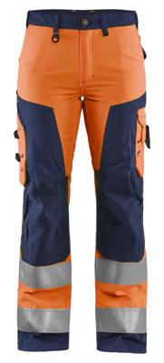 Blåkläder Dames werkbroek High-Vis zonder spijkerzakken 71551811 | High-Vis Oranje/Marineblauw | Maat 46 - 7330509502396