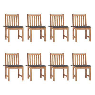 Tuinstoelen 8 st met kussens massief teakhout