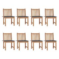 Tuinstoelen 8 st met kussens massief teakhout