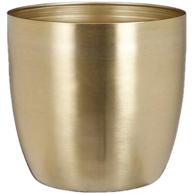 Mica Decorations Plantenpot - metaal - goud - D20 x H19 cm - bloempot