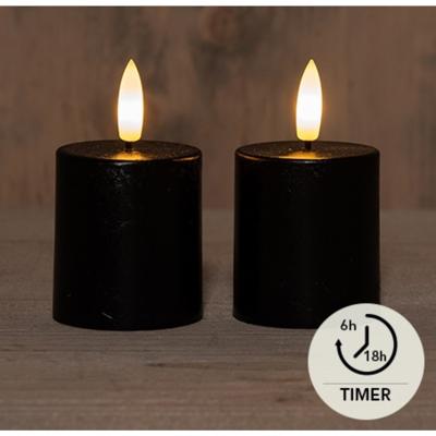 LED Kaarsen zwart set a 2 Ø4,5xH8cm