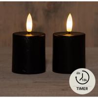 LED Kaarsen zwart set a 2 Ø4,5xH8cm