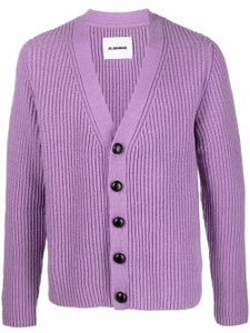 Jil Sander cardigan en maille nervurée épaisse - Violet