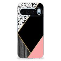 Google Pixel 9 | 9 Pro | TPU Hoesje | Zwart Roze Vormen