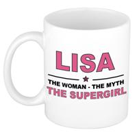 Lisa cadeau mok - Woman Myth Supergirl - naam koffiemok - 300 ml - collega - moederdag