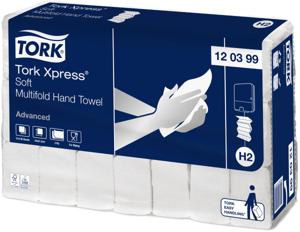 Tork Xpress Advanced handdoek 2-laags, systeem H2, wit, ft 34x21,2 cm, pak van 21 stuks