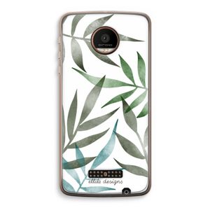 Tropical watercolor leaves: Motorola Moto Z Force Transparant Hoesje