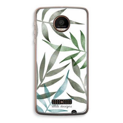 Tropical watercolor leaves: Motorola Moto Z Force Transparant Hoesje