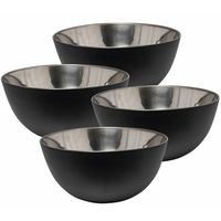 4x stuks kommetjes/schaaltjes - mat zwart - RVS - D19 x 9.5 cm