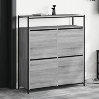 Schoenenkast met 4 klaplades 100x34x112 cm grijs sonoma eiken