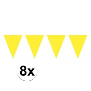 Party Vlaggenlijn puntvlaggetjes - 8x - kunststof - geel - 10 meter - Slinger - versiering