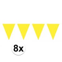 Party Vlaggenlijn puntvlaggetjes - 8x - kunststof - geel - 10 meter - Slinger - versiering