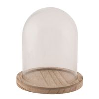 Decoratie/presentatie stolp 10 x 16 cm op plateau van hout   - - thumbnail