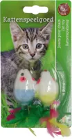 Boon kattenspeelgoed bontmuis + veren 4 centimeters kaart a 2 stuks