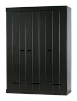 WOOOD Kledingkast 'Connect' 3 deuren en 3 laden, kleur Zwart