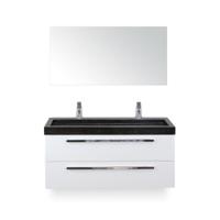 Seville Badmeubelset 120 cm - 2 laden Wit Hoogglans - Wastafel Lucca Enkel - met Spiegel