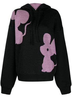 JW Anderson hoodie Mouse en maille intarsia - Noir