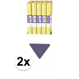 Tafellaken/tafelkleed rol papier - 2x - 700 x 118 cm - goudgeel - Lange tafels - Damast papier