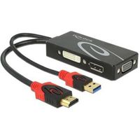 DeLOCK 62959 video kabel adapter 0,135 m HDMI-A 19 pin, USB 2.0 Type-A DVI-I, Displayport 20 pin, VGA 15 pin Zwart, Rood - thumbnail