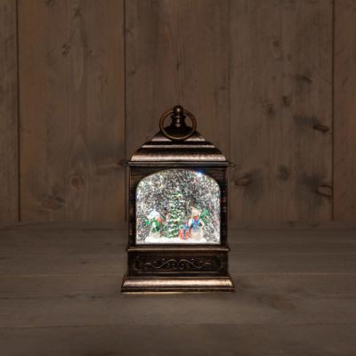 B.O. Lantern Snowman Glitter Led Warm White 13,5X25,5 cm - Annas collection