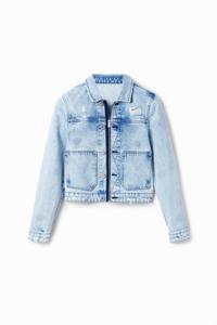 Denim truckerjack met ogen - BLUE - XL