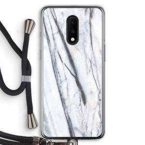 Gestreepte marmer: OnePlus 7 Transparant Hoesje met koord