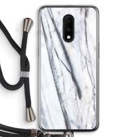 Gestreepte marmer: OnePlus 7 Transparant Hoesje met koord